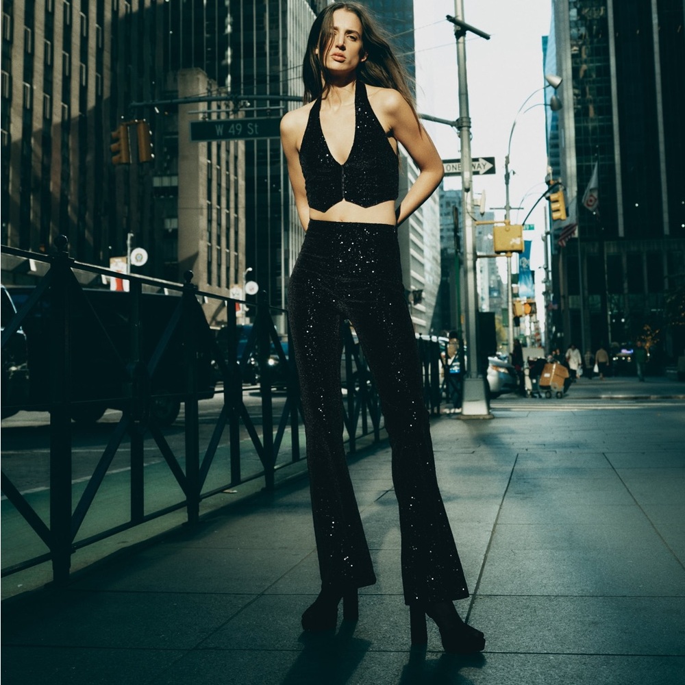 Zara flare sequin pants